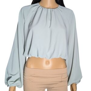 H&M Cropped Blouse Minty Green XS